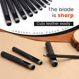 12PCS Leather Hole Punch - Round Steel Leather Craft Hollow Hole Punch, Cutter Tool for Watch Bands, Leather, Belts, Canvas, Paper, Plastics (1mm to 10mm) QMNNMA
