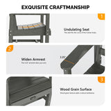 VINGLI 5-Piece Outdoor Patio Dining Set, Outdoor Table and Chairs Set w/Umbrella Hole, HDPE Weather-Resistant Square Table w/ 4 Ergonomic Patio Chairs for Garden, Backyard, Poolside(Grey, Square) VINGLI