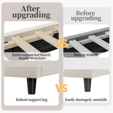 Yaheetech Twin Bed Frame Upholstered Platform Bed with Wing Side/Wooden Slat Support/Tufted Headboard with Wing Side/Mattress Foundation/No Box Spring Needed,Beige Twin Bed Yaheetech