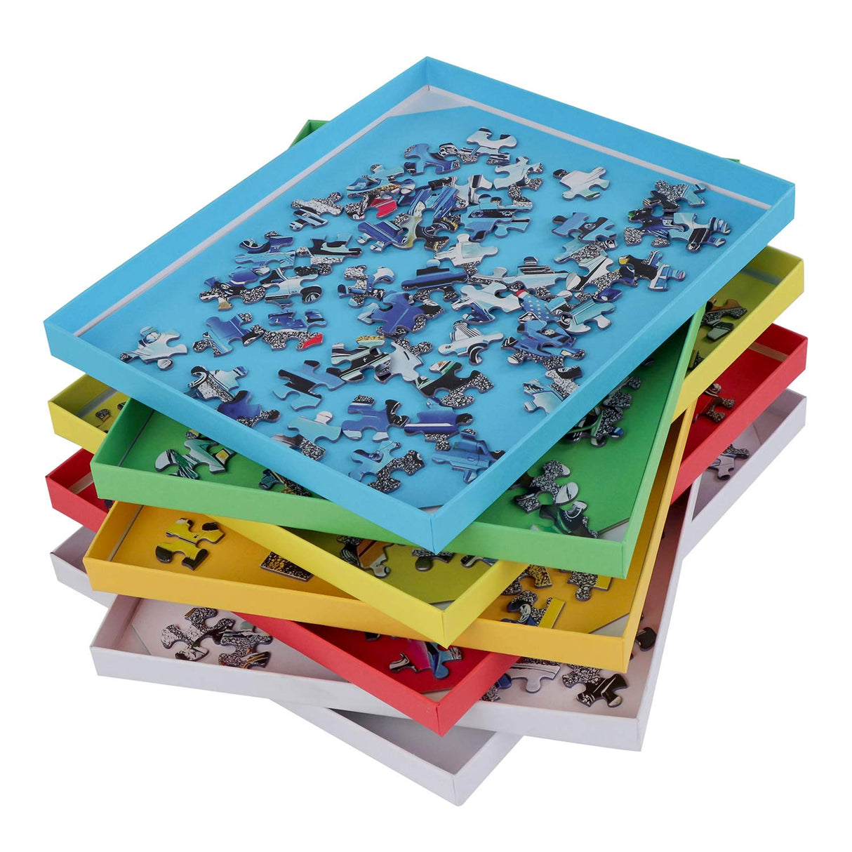 Jigitz Jigsaw Puzzle Sorter Trays - Set of 7 Nested Puzzle Tray Organizer Boxes for Large Puzzles 1500 Piece Capacity Jigitz