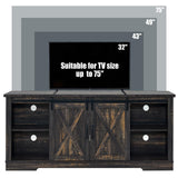 AMERLIFE 66" Farmhouse TV Stand for 75 Inches TVs, Entertainment Center with Sliding Barn Door and Adjustable Shelf & Feet, Console Table with Storage, Dark Rustic Oak AMERLIFE