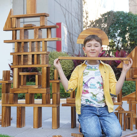 64 pcs Large Outdoor Carbonized Wooden Building Blocks Set for Kids Toddlers 3-12, Giant Carbonized Outside Wooden Blocks Playset for Kindergarten Yard, Jumbo Blocks (jumbo set 2#: 45 lbs (20.7 kg) penepico