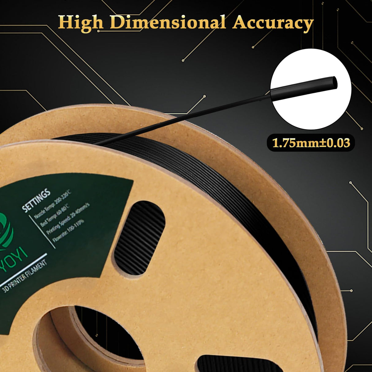 YOYI YOYI 3D Printer Filament, 95A TPU Filament 1.75mm, Flexible Filament, 0.5KG Spool,Dimensional Accuracy +/- 0.03 mm, Soft TPU Filaments of High Elasticity (Black) YOYI YOYI