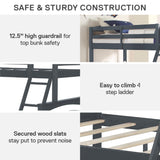 DHP Brady Wood Bunk Bed Frame, Twin over Full, Grey DHP