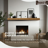 BoscoMondo Solid Wood Fireplace Mantel Shelf, Floating Mantle for Living Room, Farmhouse Rustic Wood Mantel, Easy Wall Mount with Heavy-Duty Metal Bracket (72", Oak) BoscoMondo