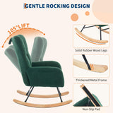 Rocking Chair Nursery Teddy, Upholstered Baby Fluffy Glider Rocker for Adults Small Spaces Indoor, Nursing Chairs for Living Room, Bedroom, Classroom(DarkGreen) GarveeHome