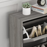 Homsee Modern Shoe Storage Cabinet with 3 Flip Drawers & Twill Louver Doors, Wood 3-Tier Shoe Rack Storage Organizer for Entryway, Hallway & Bedroom, Grey (22.4”L x 9.4”W x 42.3”H) Homsee