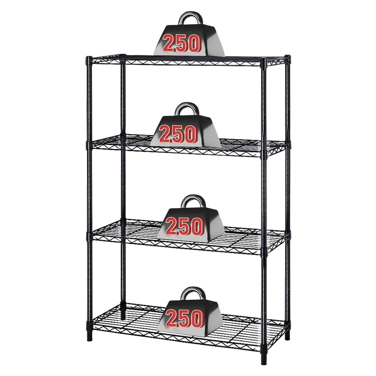 Ckofgdsue 4 Tier 54" H Metal Storage Shelves Heavy Duty Adjustable,1000Lbs Capacity Wire Storage Shelfs Organizer,Garage Shelving Unit for Pantry Kitchen Laundry, Black Wire Rack Ckofgdsue
