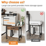 YAOHUOO 22"x15" Large Printer Stand with Storage Drawer, 2-Tier Under Desk Printer Table for Home Office, Printer Cart fit Fax Machine/3D Printer/Scanner(Brown) YAOHUOO