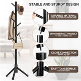 WANGMUXIA Coat Rack, Freestanding Coat Rack with 8 Hooks and 3 Adjustable Size Tree Coat Racks for Bedroom, Hallway, Entrance, Office, for Hats, Coats, Scarves, Handbags WANGMUXIA
