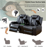 AYCP Multifunction Power Recliner Couch Set with LED Light, Storage Console, Cup Holders, USB Charging Port (3Piece, Black) AYCP