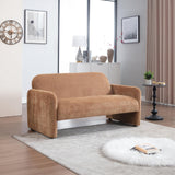 DUOMAY Cute Chenille Loveseat Sofa, Modern 55" Wide Seat Couch Minimalist Style Comfy Deep Seat Sofa for 2-3 Seater for Living Room Apartment, Brown DUOMAY