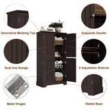 ChooChoo Bathroom Floor Cabinet, Modern Bathroom Storage Cabinet with 4 Doors and Adjustable Shelves, Freestanding Cupboard for Living Room, Espresso ChooChoo