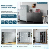 MIIIKO 2 Tier Metal Lockers 3-Wide, 72" x 36" x 16" Storage Locker Units with 6 Compartments, Large Employee Locker with Shelves, Lockable Doors and Hanging Hooks MIIIKO