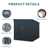 GFDGFD 6x8FT Galvanized Steel Outdoor Storage Shed with Lockable Double Doors, Metal Lean to Shed with Free PC Light Board for Tools, Bikes & Patio Essentials (Without Floors) GFDGFD