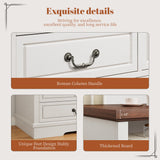 EnHomee Farmhouse Dresser with LED & Power Outlet 55.2''W Wood Dresser for Bedroom White 10 Drawers Dresser Vintage Dressers & Chests of Drawers Dresser TV Stand, Hallway, Antique White EnHomee