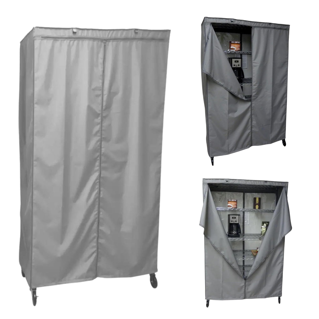 Formosa Covers Premium Wire Shelf Cover - 36x18x62 Inches Fit for 4-Tier Wire Shelving - Versatile Shelf Shield Protects & Organizes Garage, Outdoor, Kitchen, Inventory - Metal Rack Cover Grey Formosa Covers