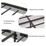 madeslves Farmhouse Wooden Bed Frame Queen Size with Storage Headboard, Boho Platform Bedframe with LED Lights and Charging Station, Metal Slats Support, No Box Spring Needed, White madeslves