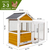 Oykomeoko 48" L Outdoor Duck Coop Wooden Chicken Coop with Nest Box PVC Waterproof Roof (Yellow Brown)（11746） oykomeoko