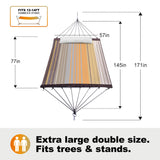 GAFETE 14ft Two Person Outdoor Hammock, Portable Camping with Folding Steel Spreader Bar, Carrying Bag, Carabiners, Tree Straps, Pillow & Sidebag, Quick Dry Textilene, 550 lbs Capacity (Coffee) gafete