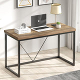 FOLUBAN Modern Home Office Desk, Rustic Wood and Metal Computer Desk, Industrial Study Writing Gaming Table Workstation, Vintage Laptop PC Desk, Oak 47 Inch FOLUBAN