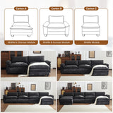 VINGLI 122" Cloud Black Convertible Sectional Sofa, Comfy L-Shape Extra Deep Seat Sofa Couch for Living Room,Modern Chenille 3-Seat Convertible Sofa with Movable Ottoman for Small Space VINGLI