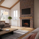 Modern Ember Uptown 33" Smart Electric Fireplace Insert with 3" Trim Kit, Compatible with Alexa and Google Assistant - Includes Remote, 1,000 Sq Ft Electric Heater with Realistic Ember Bed & Log Set Modern Ember