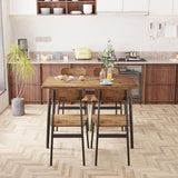 furlinkhm Kitchen Dining Table Set for 4, Modern Rectangular 5 Piece Dining Room Table and Chairs Set, Brown Wooden Metal Table Set for Family Dinner, Party, Afternoon Tea and Work (Oval) furlinkhm