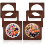 Wenqik 6 Pcs Wood Embroidery Hoop Frame Set 8 Inch Embroidery Hoops Wood Display Frame for Finished Cross Stitch or DIY Art Craft Sewing Ornaments (Without Hoops)(Square) Wenqik