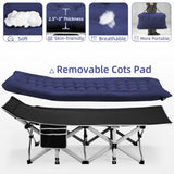 Fragess Portable Camping Cot, Sleeping Cot for Adult, 28" Extra Wide Heavy Duty Folding Cot Max Load 600LBS with Thick Mattress, Portable Camping Bed for Camp Outdoor/Office, Home Nap (Blue) Fragess