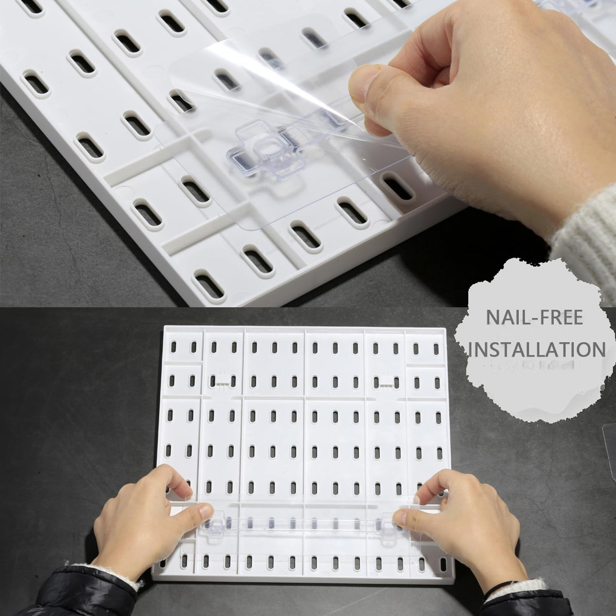 MULSAME Pegboard Combination Kit, Wall Mounted Storage Set with 4 Pegboards & 14 Accessories Hanging, White Peg Boards Organizer for Walls Display, Crafts Organization, Kitchen Organizer, 22" x 22" MULSAME