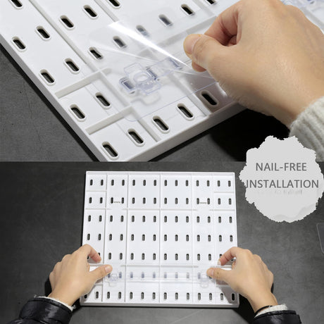 MULSAME Pegboard Combination Kit, Wall Mounted Storage Set with 4 Pegboards & 14 Accessories Hanging, White Peg Boards Organizer for Walls Display, Crafts Organization, Kitchen Organizer, 22" x 22" MULSAME