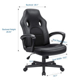 KaiMeng Office Gaming Chair High Back Leather Computer Chairs Ergonomic Height Adjustable Racing Game Desk Chair Executive Conference Task Chair (Black) KaiMeng