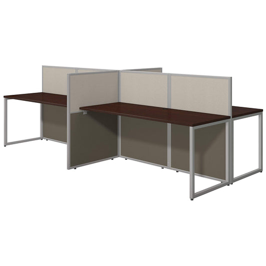 Bush Business Furniture Easy Office 60W 4 Person Cubicle Desk Workstation with 45H Panels in Mocha Cherry