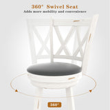 Betterhood 29" Bar Height Swivel Stools - High Back Swivel Barstools with Upholstered Seat & Solid Wood Footrest, Counter Bar Chairs for Kitchen Island & Pub (White, Set of 2) Betterhood