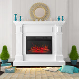 43 Inch White Electric Fireplace with Mantel, Stylish Heater for Your Living Room or Bedroom, Includes Remote Control and LED Flame Effects Cloud Mountain