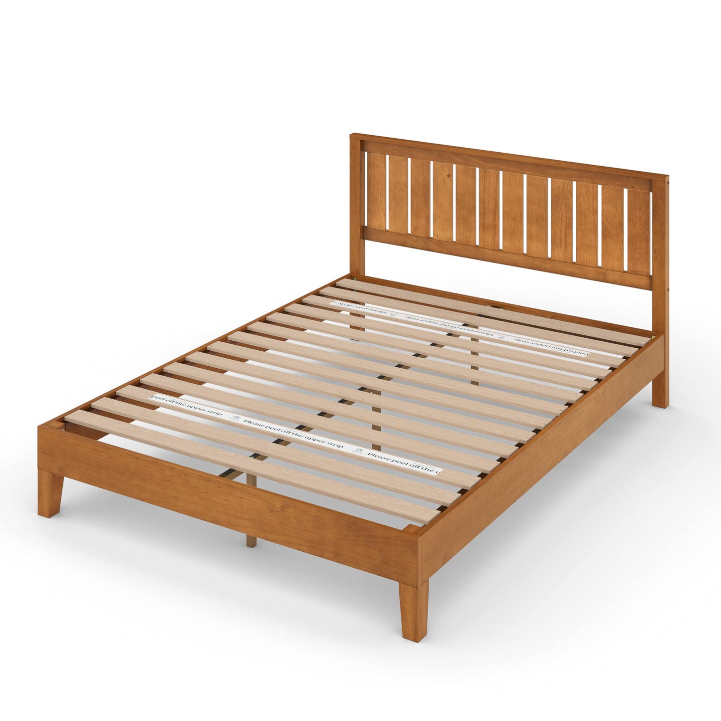 ZINUS Alexis Deluxe Rustic Pine Platform Bed Frame with Headboard – No Box Spring Required, Easy Assembly - WoodArtSupply