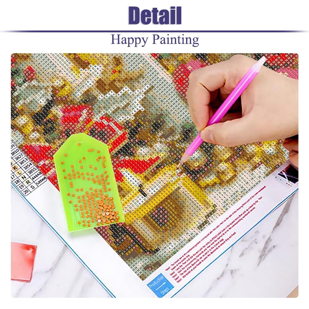 Mrnsiet Christmas Diamond Painting Kits for Adults, Christmas Candles Diamond Art for Beginners, 5D Round Full Drill Winter Diamond Painting Gem Art Kits for Home Wall Decor 12x16inch Mrnsiet