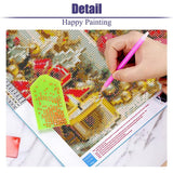 Mrnsiet Christmas Diamond Painting Kits for Adults, Christmas Candles Diamond Art for Beginners, 5D Round Full Drill Winter Diamond Painting Gem Art Kits for Home Wall Decor 12x16inch Mrnsiet