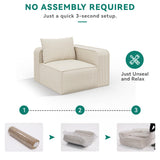 YITAHOME Oversized Deep Modular Sectional Sofa, Cloud Couch 3-Seat Sofa with 3 Pillows, Corduroy Sectional Couches for Living Room, Apartment, Office, Hotel, Bedroom, No Assembly Required, Milky White YITAHOME