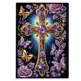 FRANDEK A5 50-Page DIY Diamond Art Painting Notebook with Beautiful Patterns, Special Shaped Diamond Art Craft for Beginners Adults Gift(Purple Cross) FRANDEK