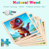 Dinosaur Puzzles for Toddlers 2-4 Years Old，Set of 6 Wooden Puzzles- 9 Pieces for Kids Children Learning Educational Puzzles Toy Gift for Boys and Girls 2 3 4 5 Years Old. JTKDBJZ
