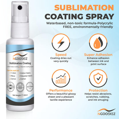 NGOODIEZ Sublimation Coating Bundle - 100ml Sublimation Coating Spray + 250ml Sublimation Coating for Mugs and Hard Surfaces, High Gloss Finish, Quick Dry Formula, Super Adhesive