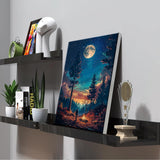 ATDMS Paint by Number for Adult Beginner - DIY Landscape Moon Forest with Frame and Easel for Wall Hanging Home Room Decor - 7.87x11.81 Inch ATDMS