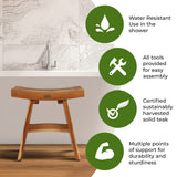 EcoDecors, Serenity, 18 ", Teak Shower Bench, Teak Bench for Shower, Teak Bench, Shower Teak Bench, Teak Wood Shower Bench, Teak Shower Stool, Teak Bench Shower, Teak Shower Bench for Inside Shower EcoDecors