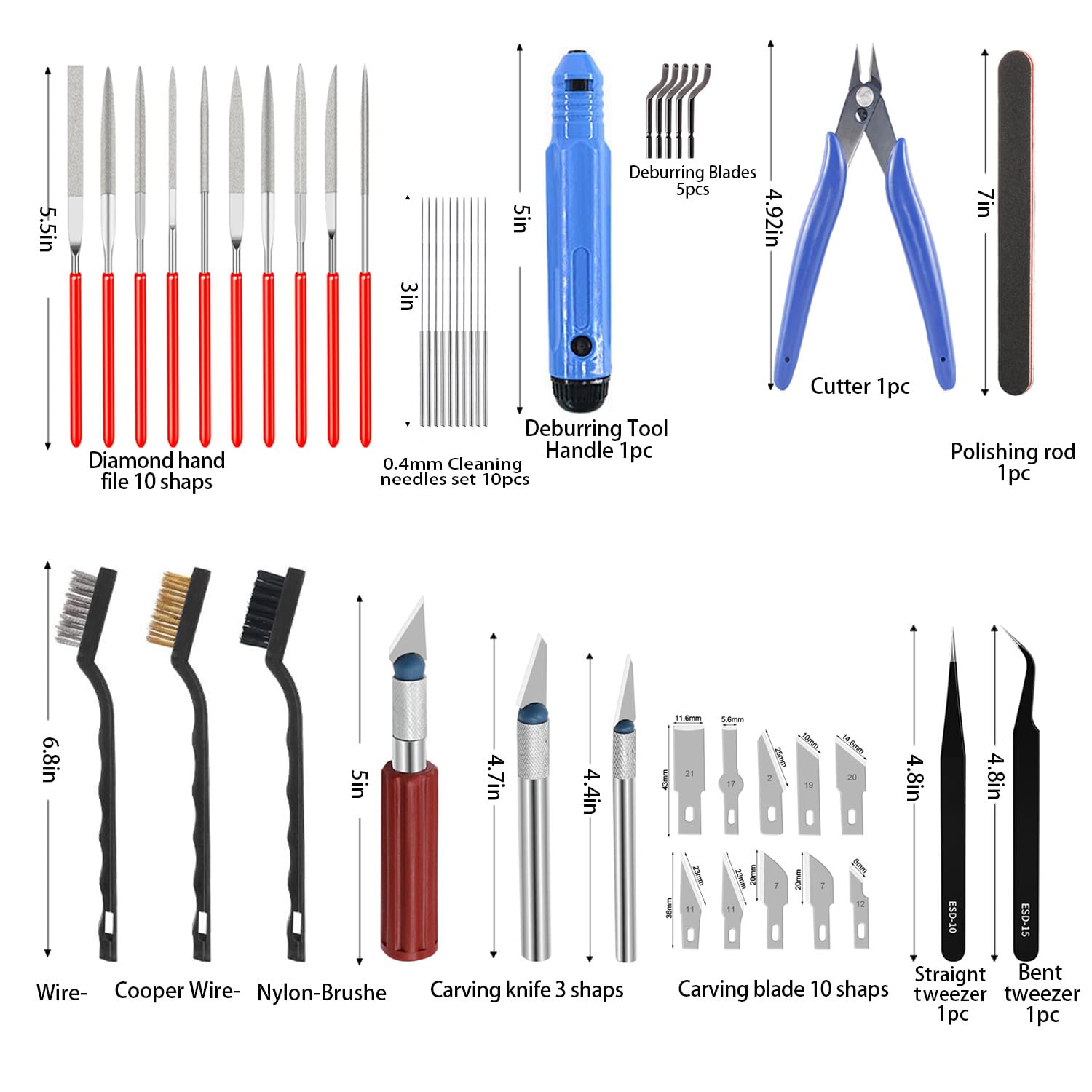 46Pcs 3D Printer Tool Kit Includes Deburring Tool, Files,Cleaning Needles, Brush,Carving Knife,3D Printier Accessories Set for Cleaning, Finishing 3D Printing Model - WoodArtSupply