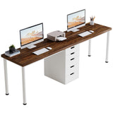 Tribesigns Two Person Computer Desk with 5 Drawers, 78.7 Inches Extra Long Double Office Desk, Modern Simple Double Computer Desk Study Writing Table Workstation for Home Office(Brown/White) Tribesigns
