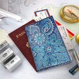 2 Pieces Diamond Painting Leather Passport Holder, DIY Special Shaped Crystal Painting Travel Passport Protective Cover for Boarding Pass, ID Card, Driver's License-20X14CM (AA085-AA220) Vocttaiy