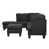 Casa Andrea Milano Modern Sectional Sofa L Shaped Couch with Reversible Chaise & Ottoman, Large Living Room Furniture, Black Casa Andrea Milano