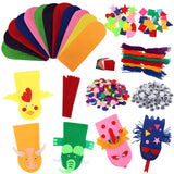 12 Pieces DIY Hand Puppets Making Kit Felt Sock Creative Art Craft Making Your Own Puppets Colorful Pompoms Wiggle Googly Eyes Storytelling Role Play Party Supplies Yaveron